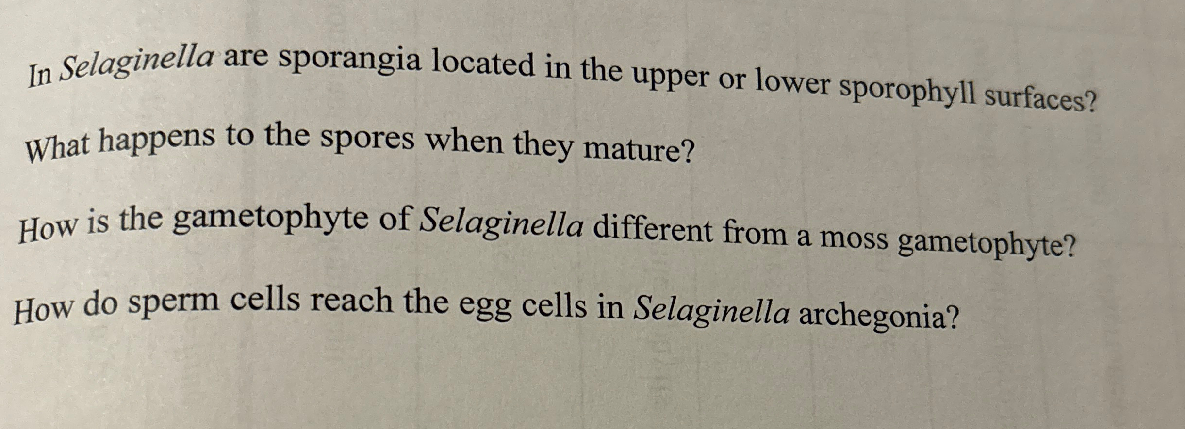 Solved In Selaginella are sporangia located in the upper or | Chegg.com