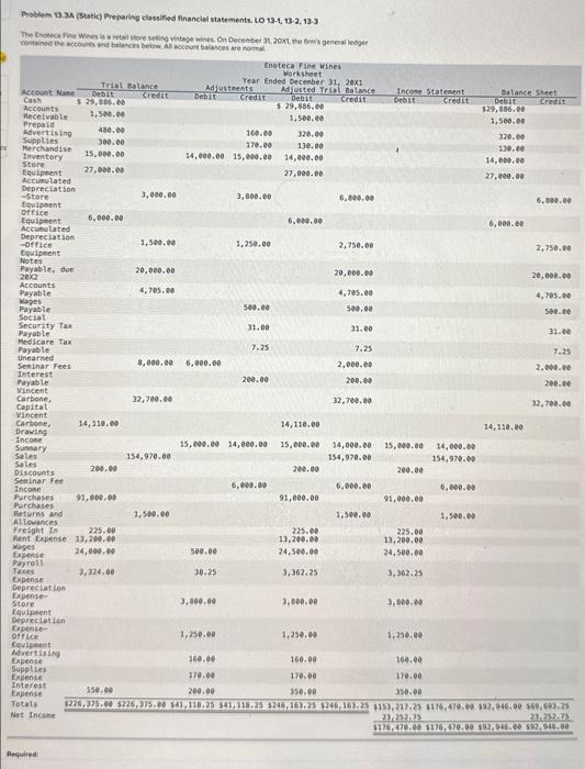 Solved ce Problem 13.3A (Static) Preparing classified | Chegg.com