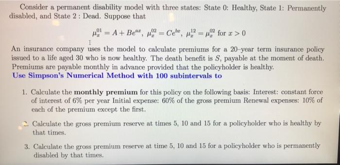 02 12 02 Consider a permanent disability model with | Chegg.com