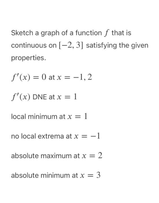 Solved Sketch a graph of a function f that is continuous on | Chegg.com