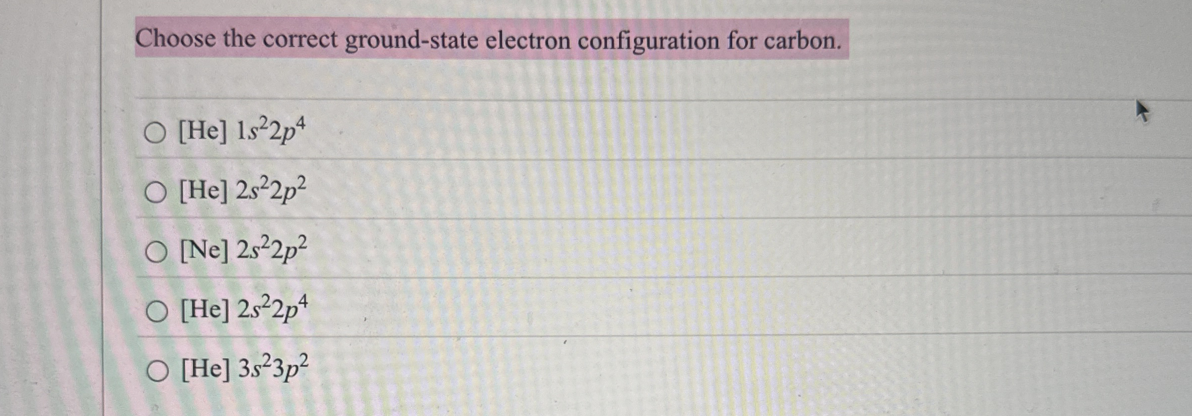 Solved Choose The Correct Ground State Electron Chegg Com