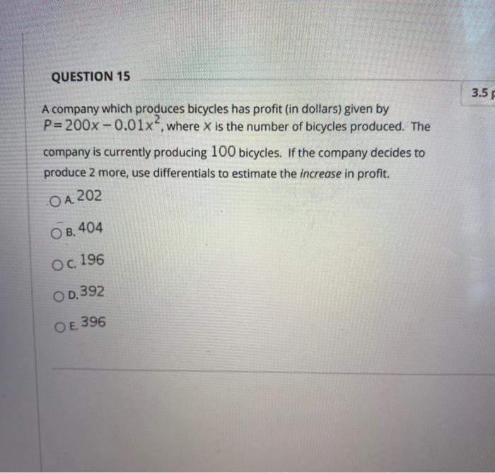 Solved QUESTION 15 3.5 A company which produces bicycles has | Chegg.com
