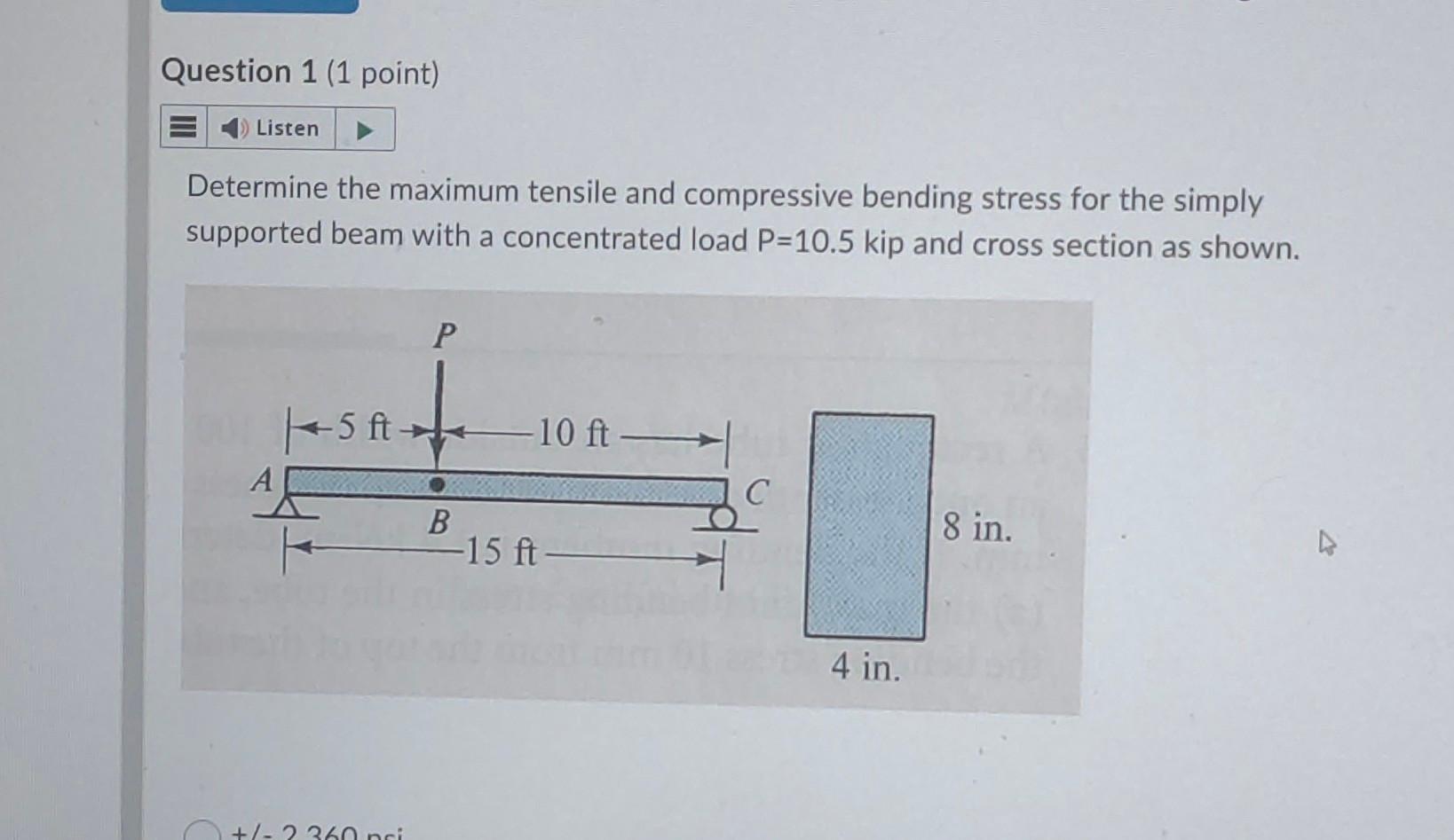 Solved Determine The Maximum Tensile And Compressive Bending | Chegg.com