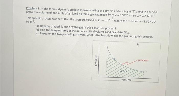 Solved Problem 3: In The Thermodynamic Process Shown | Chegg.com