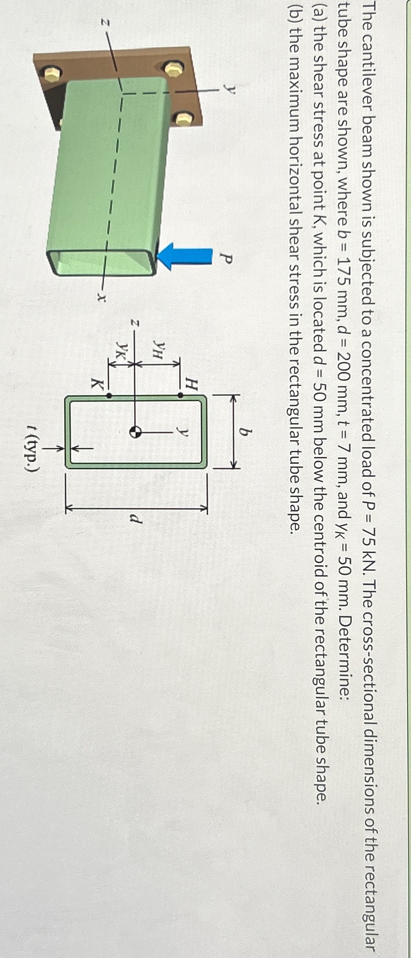 Solved The cantilever beam shown is subjected to a | Chegg.com