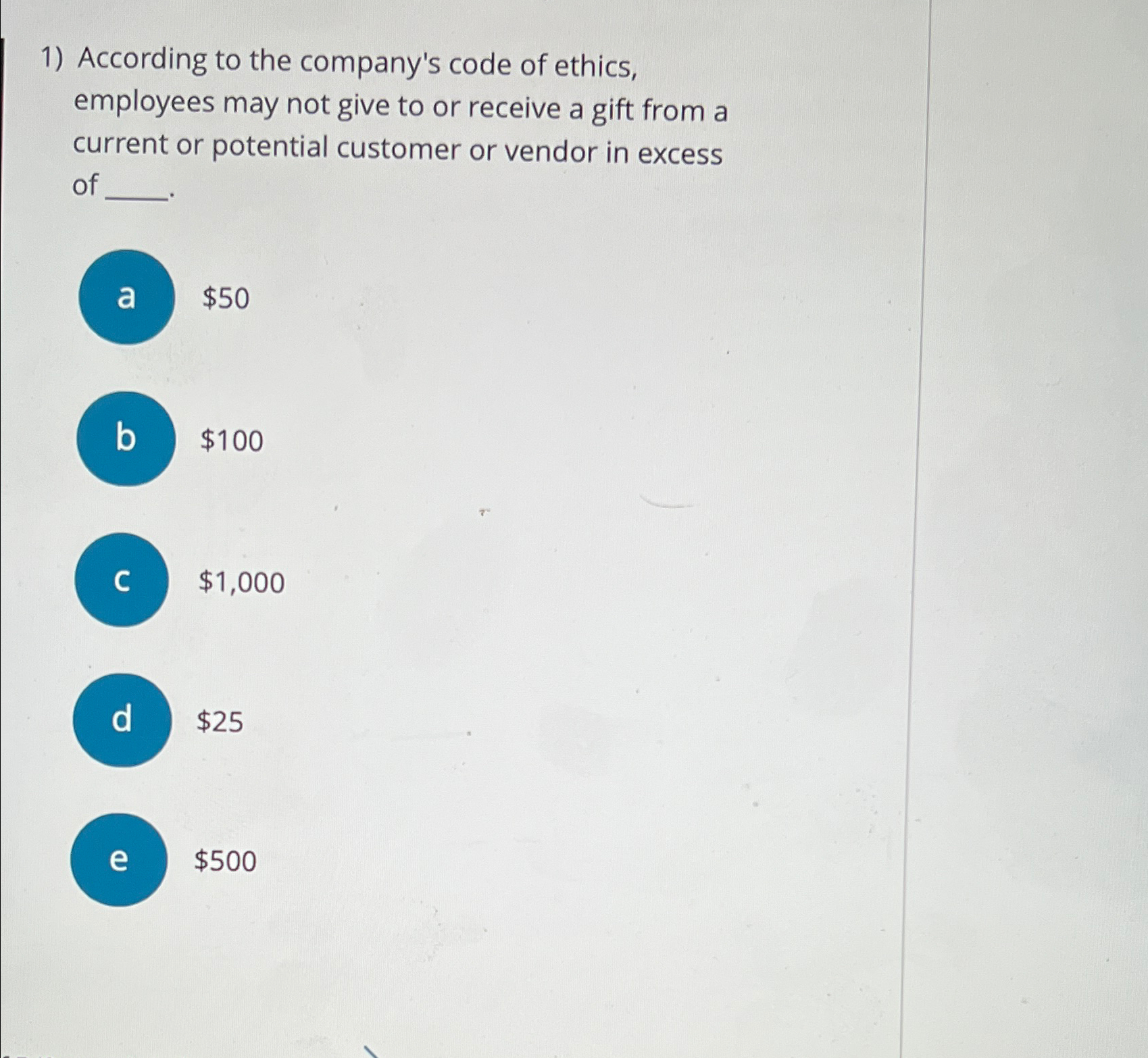 Solved According to the company's code of ethics, employees | Chegg.com