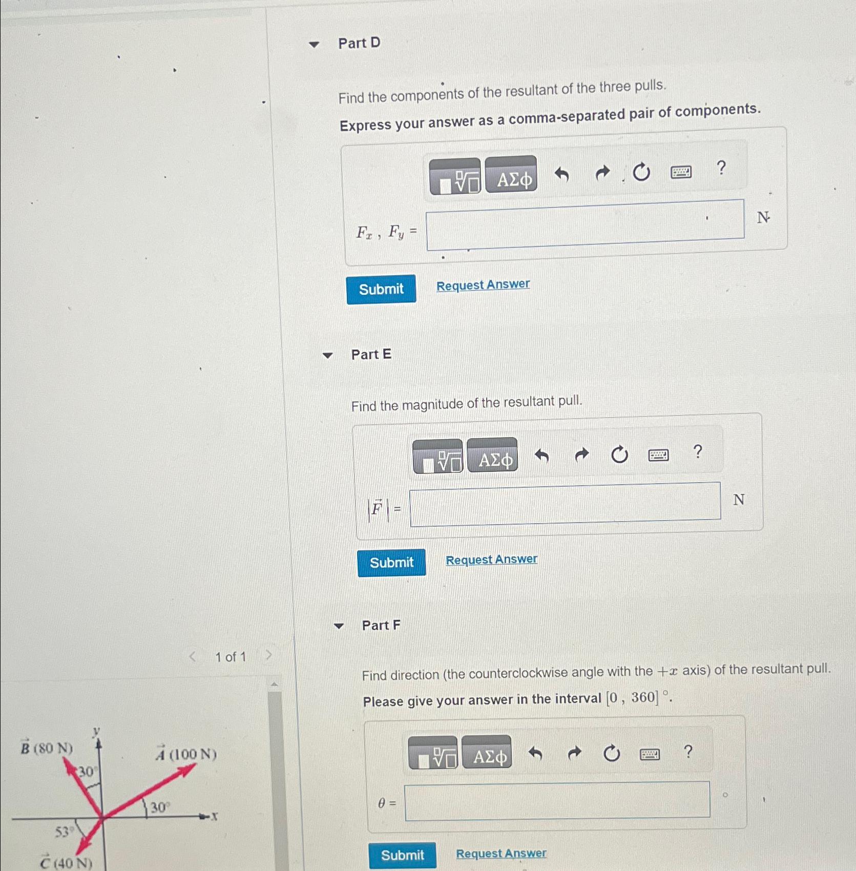 Solved Part D\\nFind the components of the resultant of the | Chegg.com