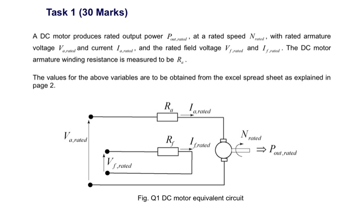 Solved Task 1 (30 Marks) A DC motor produces rated output | Chegg.com