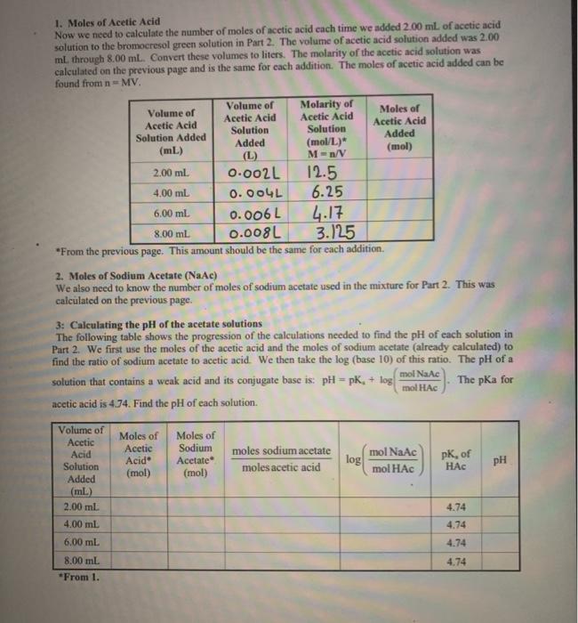 1 Finding The Number Of Moles Of Sodium Acetate Chegg 