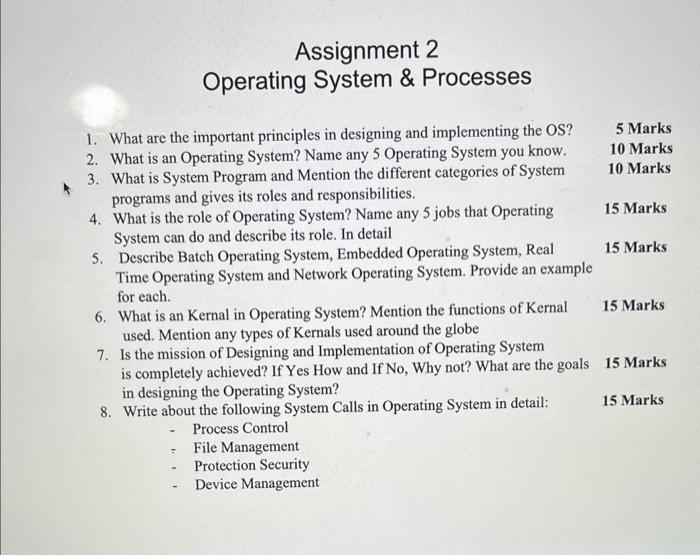 assignment on operating system