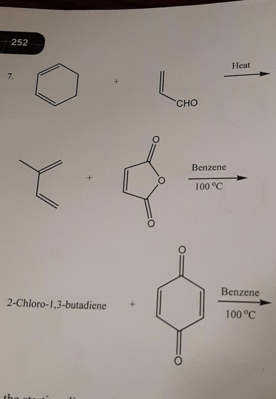 Solved 252 Heat 7. + CHO Benzene 100°C Benzene | Chegg.com