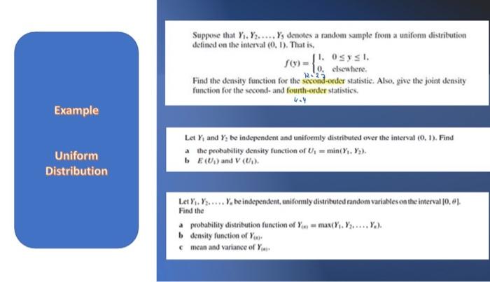 Solved Example Uniform Distribution Suppose that Y₁. Y... Ys | Chegg.com