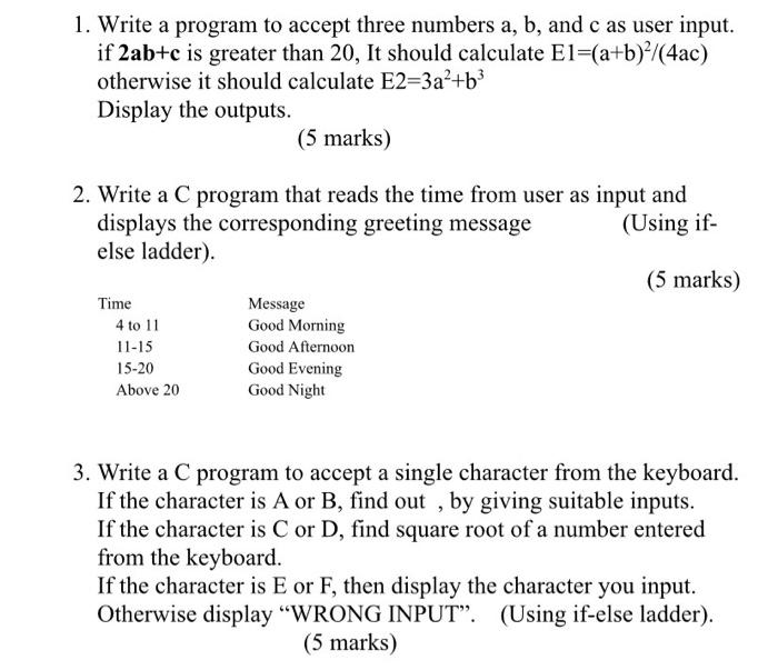 Solved 1. Write a program to accept three numbers a, b, and | Chegg.com