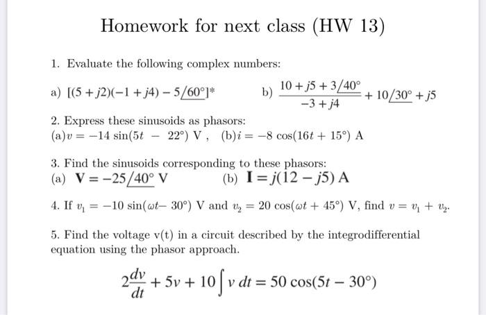 homework for next class