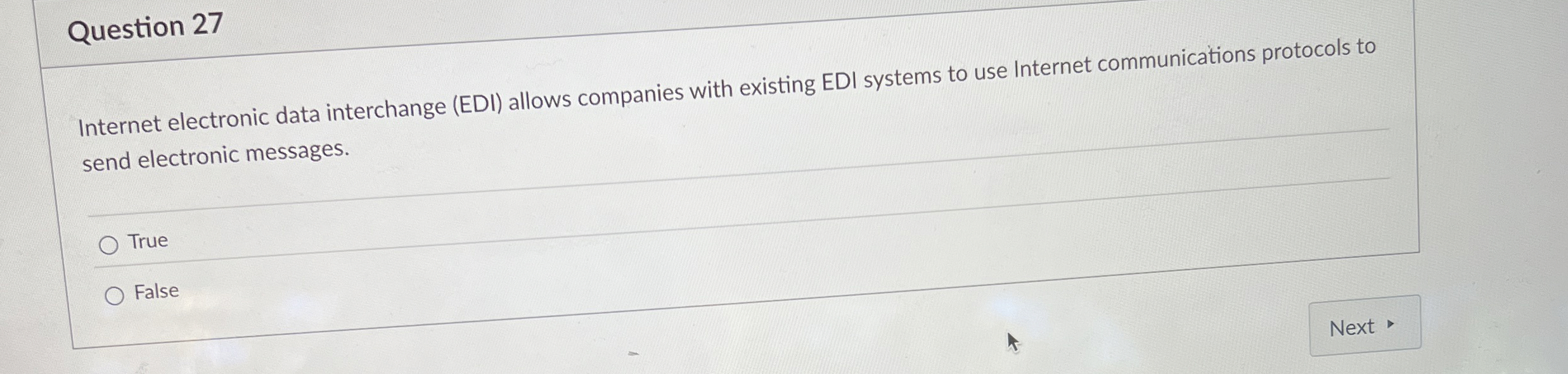 Solved Question 27Internet electronic data interchange (EDI) | Chegg.com