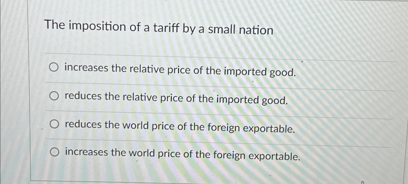 Solved The imposition of a tariff by a small nationincreases | Chegg.com