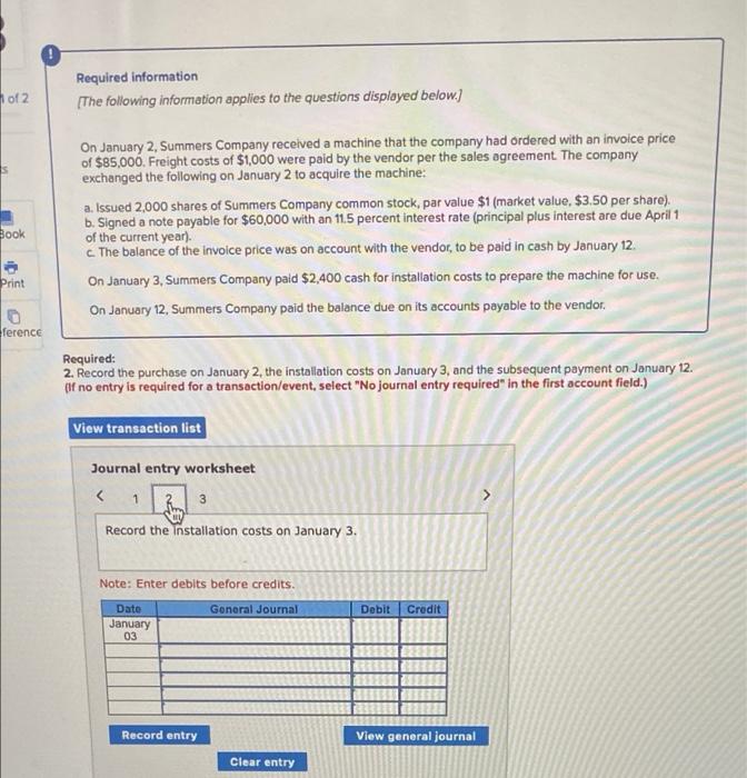 Solved B 1 Of 2 Required Information [The Following | Chegg.com