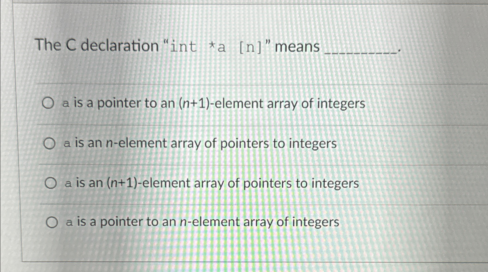 Solved The C declaration 