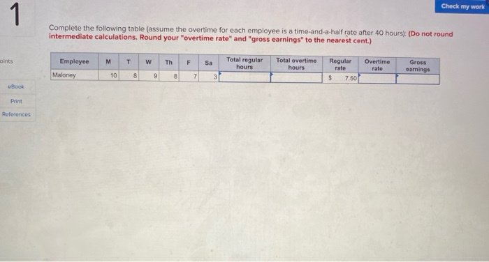 Solved Check my work 1 Complete the following table (assume | Chegg.com