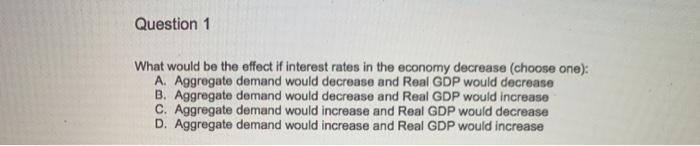 Solved Question 1 What would be the effect if interest rates | Chegg.com