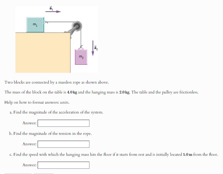 Solved Two blocks are connected by a massless rope as shown | Chegg.com