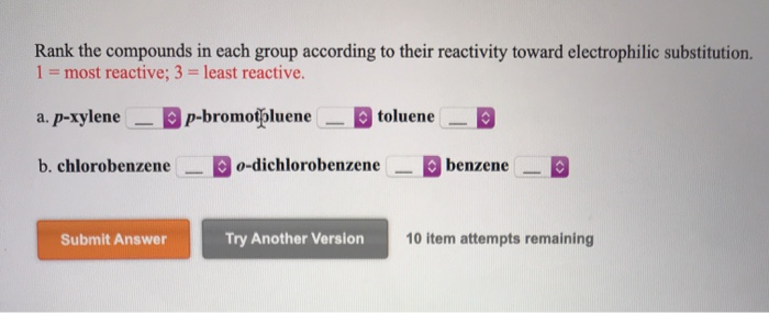 Solved Rank the compounds in each group according to their | Chegg.com