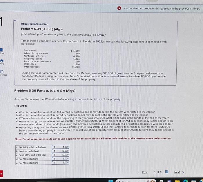 Oh Required Information Problem 6-39 (LO 6-5) (Algo) | Chegg.com