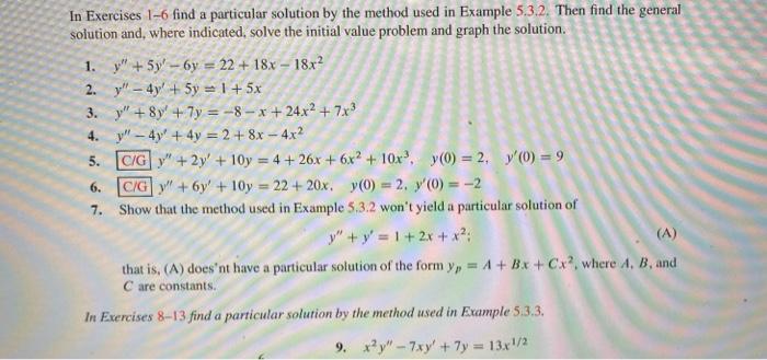 Solved 2. In Exercises 1-6 find a particular solution by the | Chegg.com