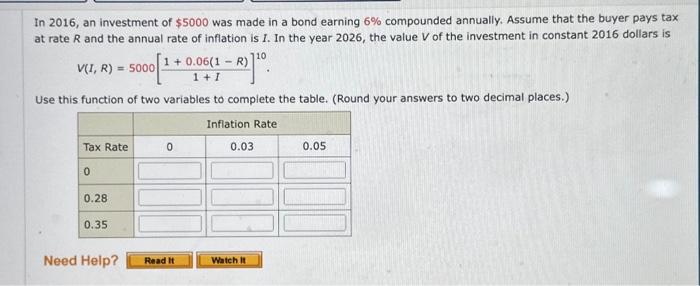 Solved In 2016 , an investment of $5000 was made in a bond | Chegg.com