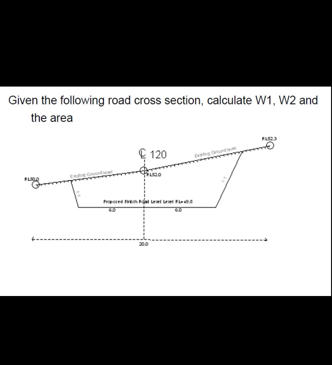 Solved Given the following road cross section, calculate W1, | Chegg.com