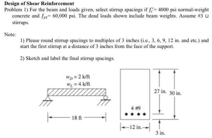 Solved Design of Shear Reinforcement Problem 1) For the beam | Chegg.com