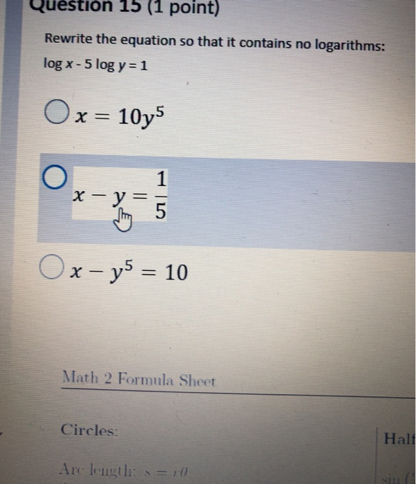 Solved Question 15 1 Point Rewrite The Equation So That Chegg Com