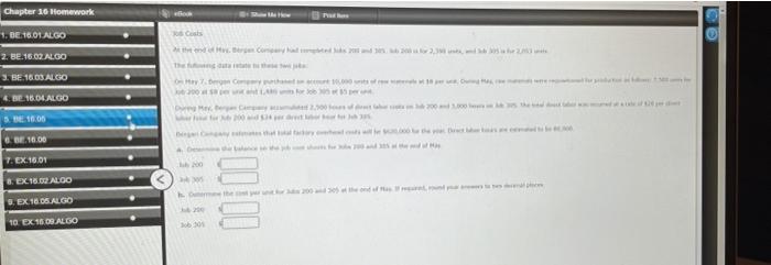 Solved Chapter 16 Homework 1. BE 16.01. ALGO Costs were | Chegg.com