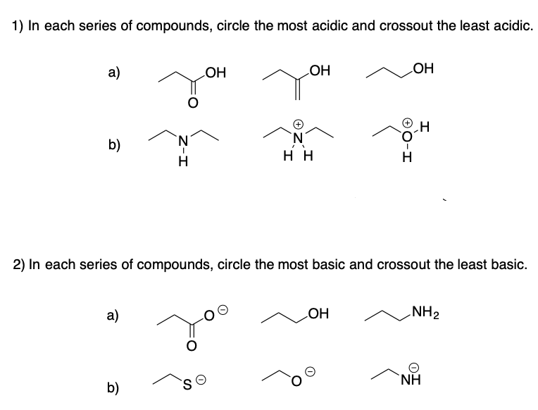 Solved In each series of compounds, circle the most acidic | Chegg.com