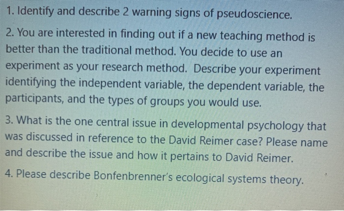 Solved 1. Identify and describe 2 warning signs of | Chegg.com