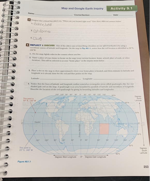 Solved Map and Google Earth Inquiry Activity 9.1 Name:  Chegg.com