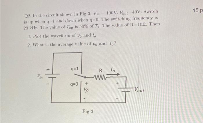 Solved Q1. In the circuit shown in Fig 1,Vin=100 V. The | Chegg.com