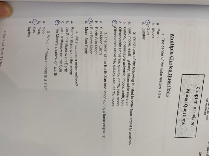 Solved And Knowleducation Wiinistry Of Gra Chapter 10 Rev