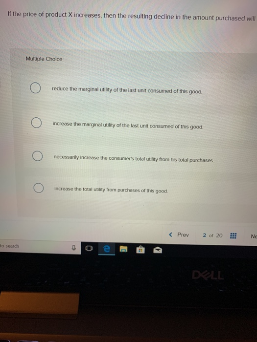 Solved If the price of product X increases, then the | Chegg.com