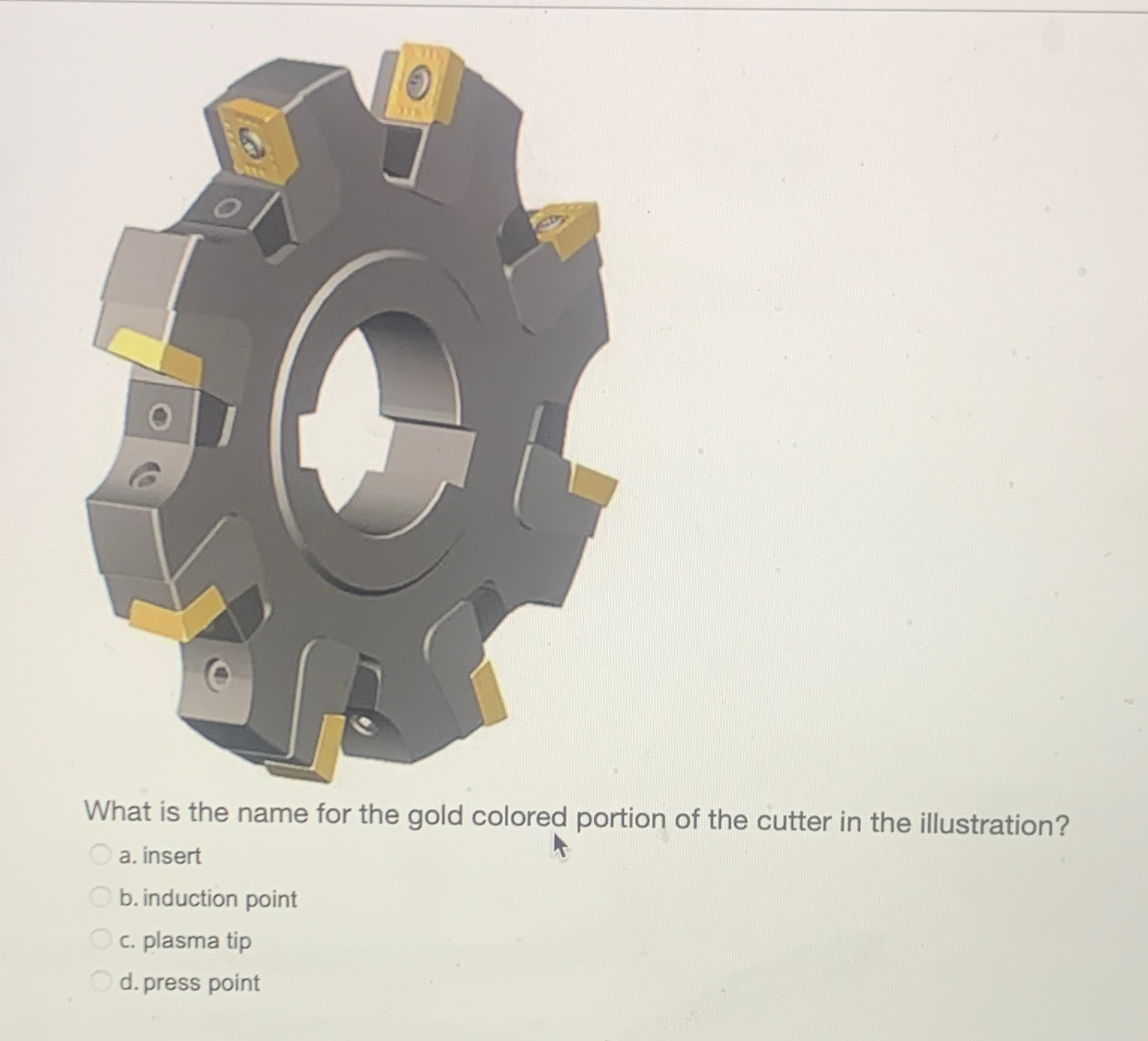 Solved What is the name for the gold colored portion of the | Chegg.com