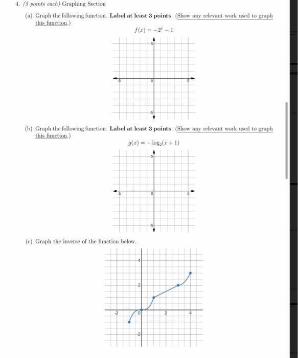 Solved 4. (5 points each) Graphing Section (a) Graph the | Chegg.com