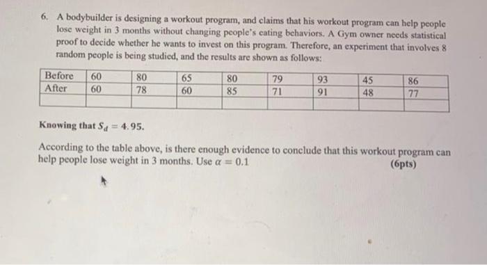 Solved 6. A bodybuilder is designing a workout program, and | Chegg.com