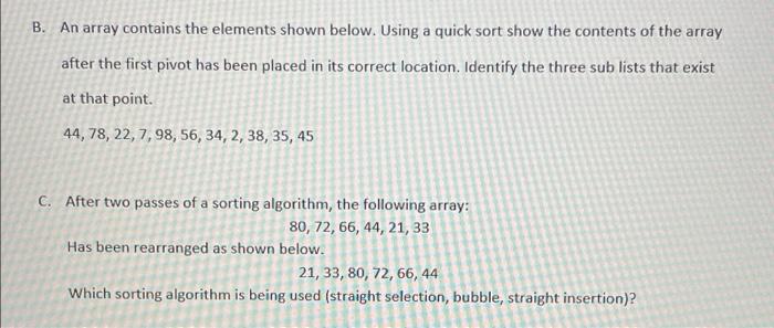 Solved B. An Array Contains The Elements Shown Below. Using | Chegg.com