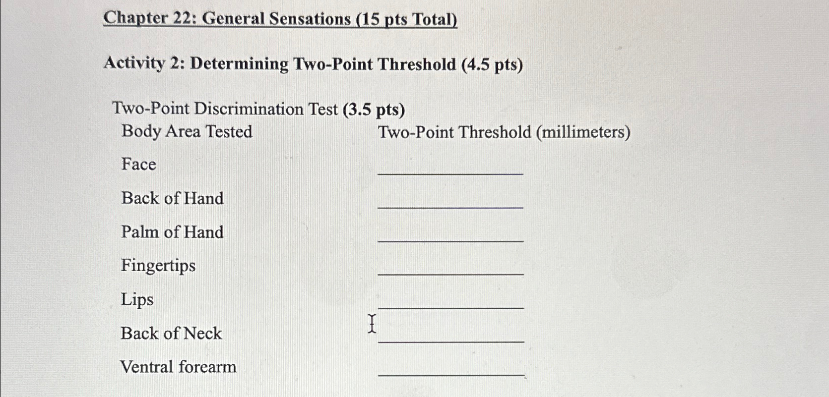 Solved Chapter 22: General Sensations (15 ﻿pts | Chegg.com