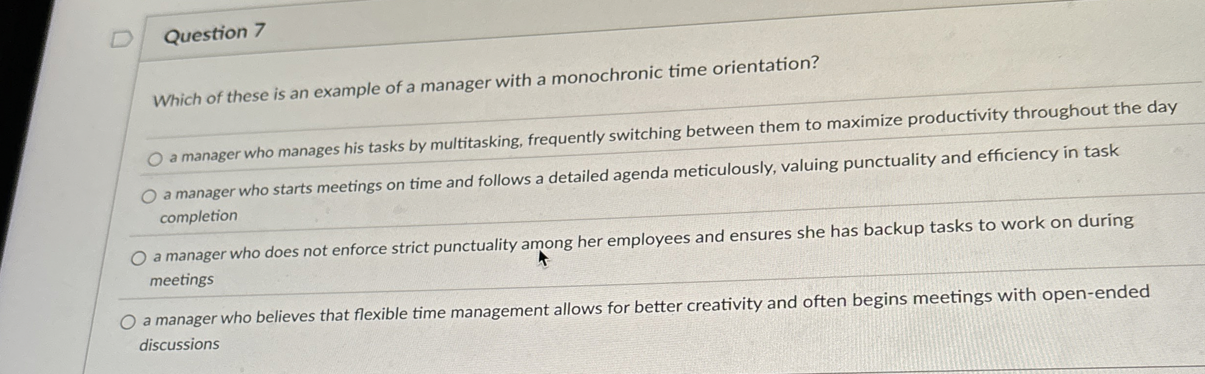 Solved Question 7Which of these is an example of a manager | Chegg.com