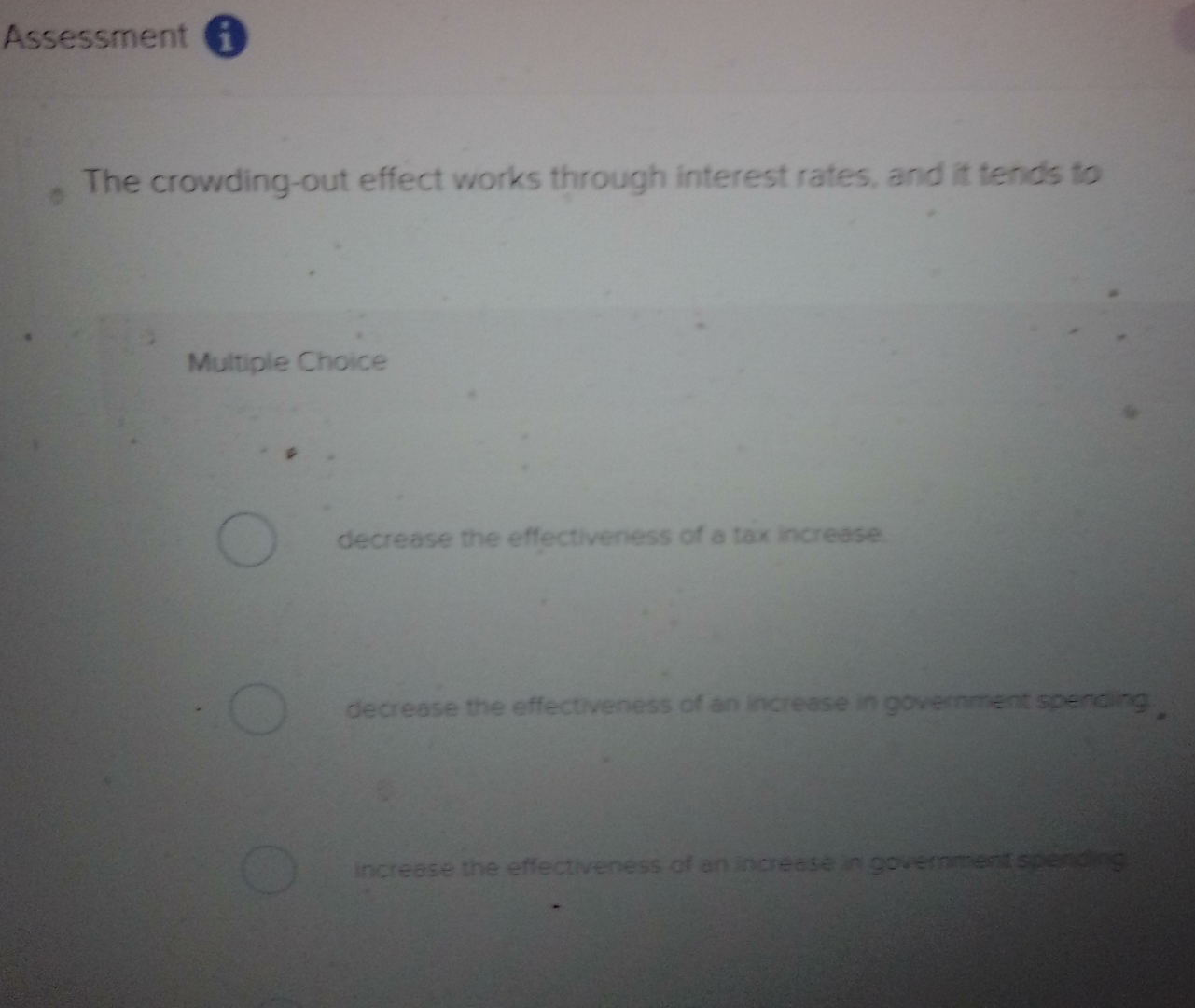 Solved AssessmentiThe Crowding-out Effect Works Through | Chegg.com