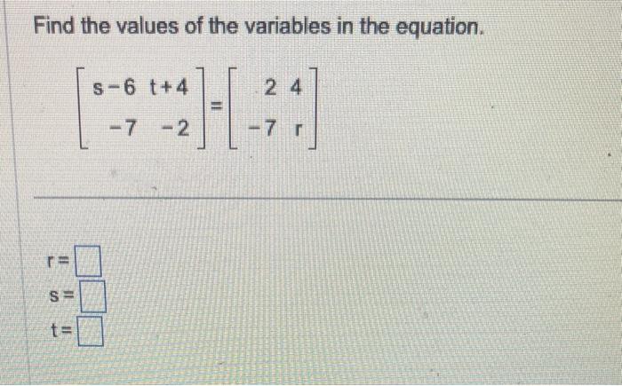 Solved Find the values of the variables in the equation. | Chegg.com