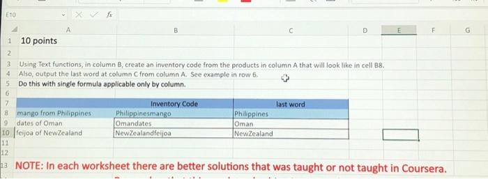 Solved 3 Using Text functions, in column B, create an | Chegg.com
