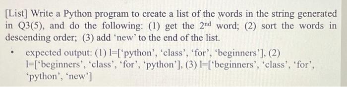 Solved [List] Write a Python program to create a list of the | Chegg.com