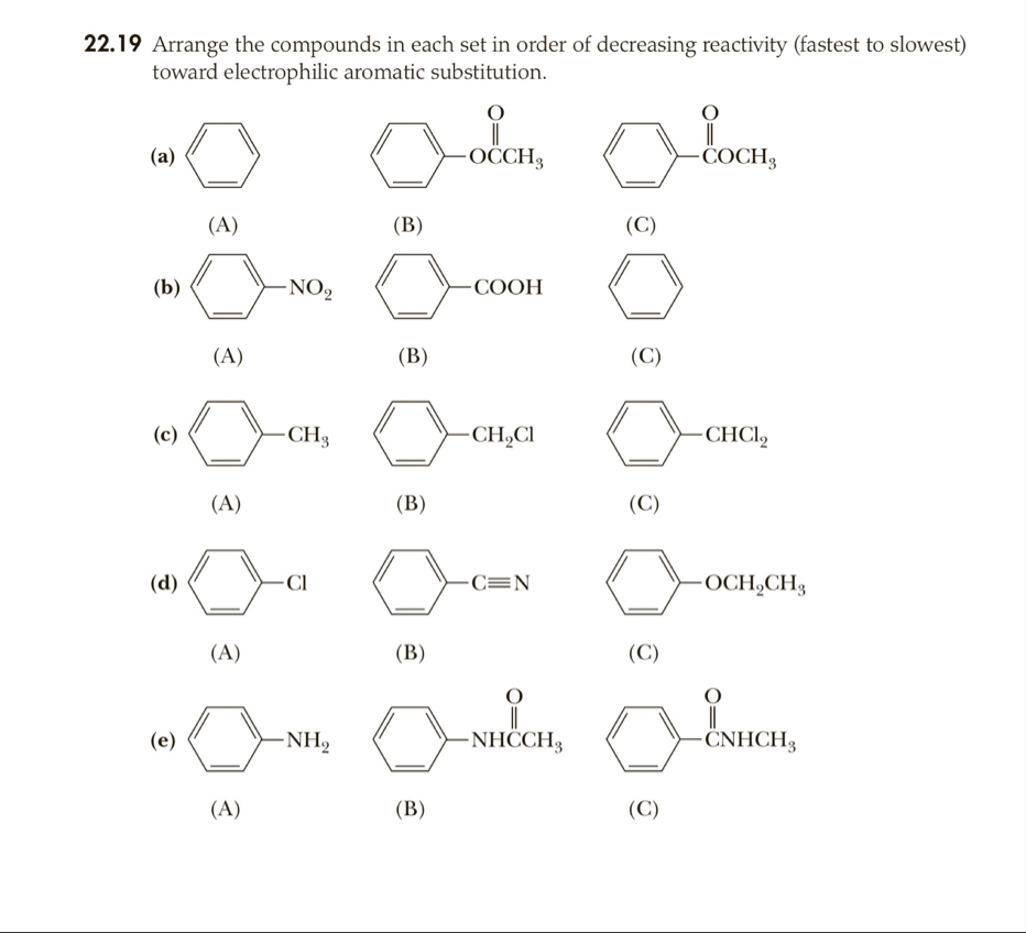 Solved 22.19 ﻿Arrange the compounds in each set in order of | Chegg.com